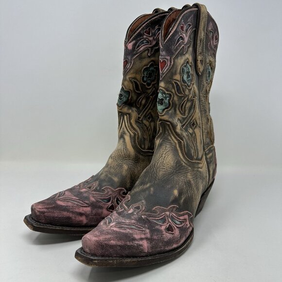 Dan Post Vintage Bluebird Snip Toe Leather Boots Size 10 Western Cowgirl - Picture 5 of 12